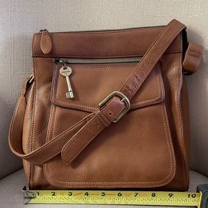 Genuine Leather Fossil Crossbody Shoulder Bag Pur… - image 1